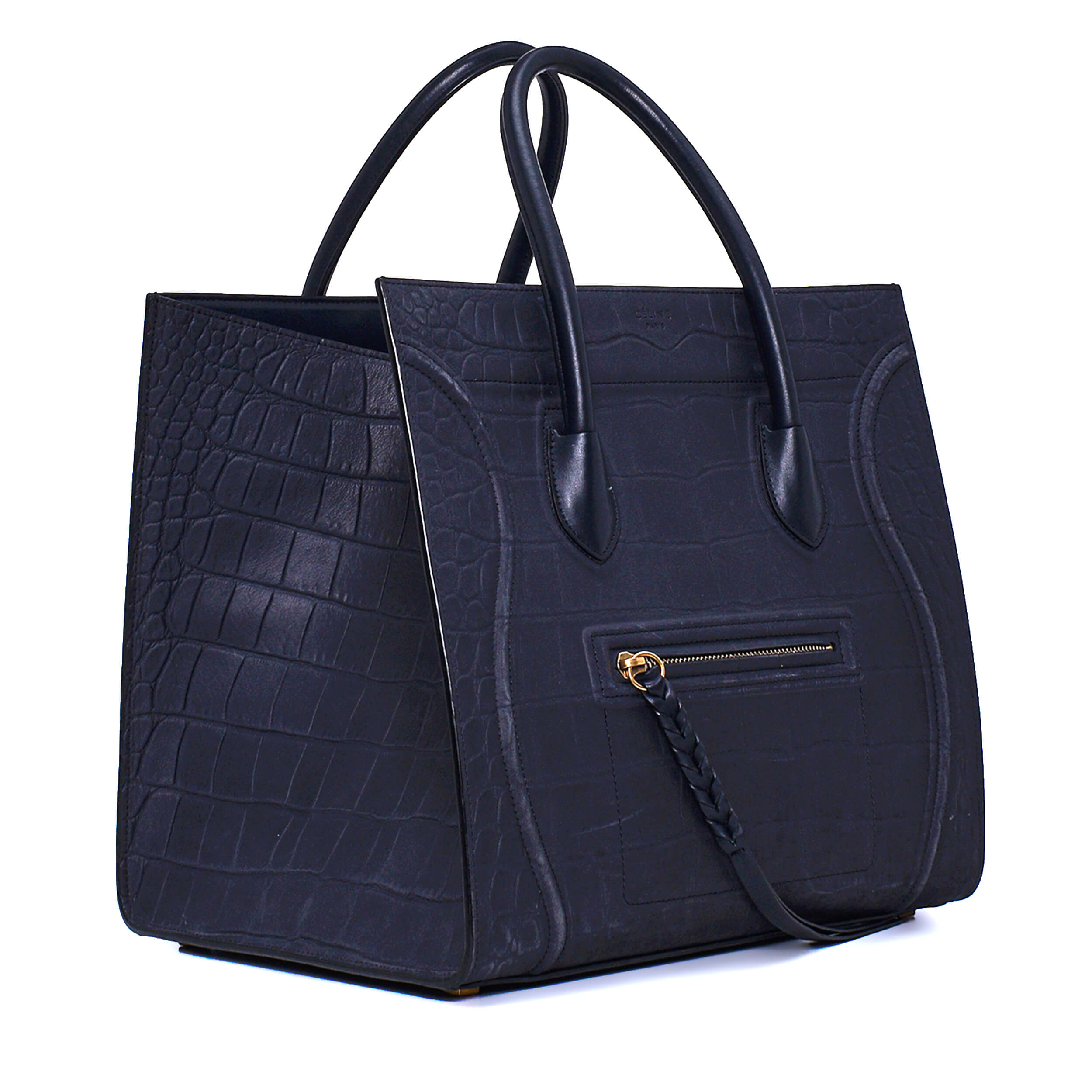 Celine - Navy Blue Croco Print Phantom Small Luggage Bag